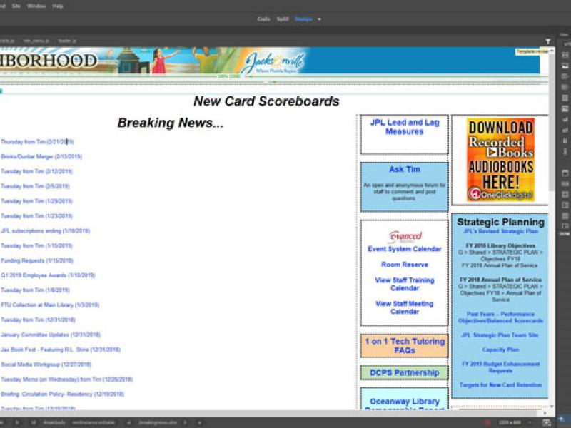 Homepage of the Intranet