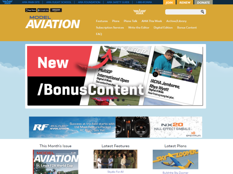 Homepage of Model Aviation