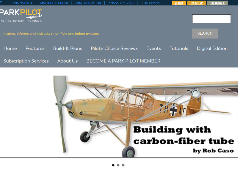 homepage of the park pilot