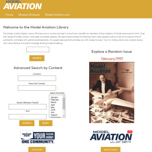 homepage of model aviation library